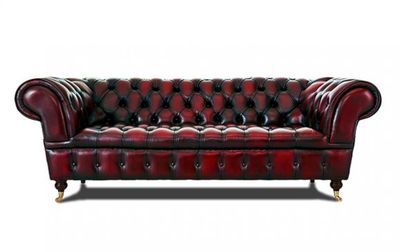 Vintage 1930 Chesterfield 3 seater Couch in Full Leather