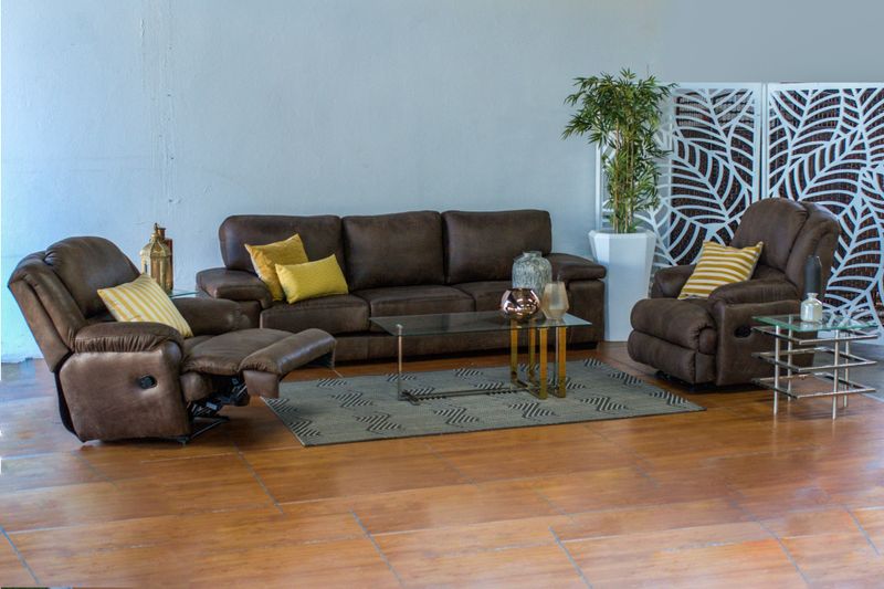 4-Seater Fullgrain Leather Bellini Couch &amp; 2x Dube Recliner Combo