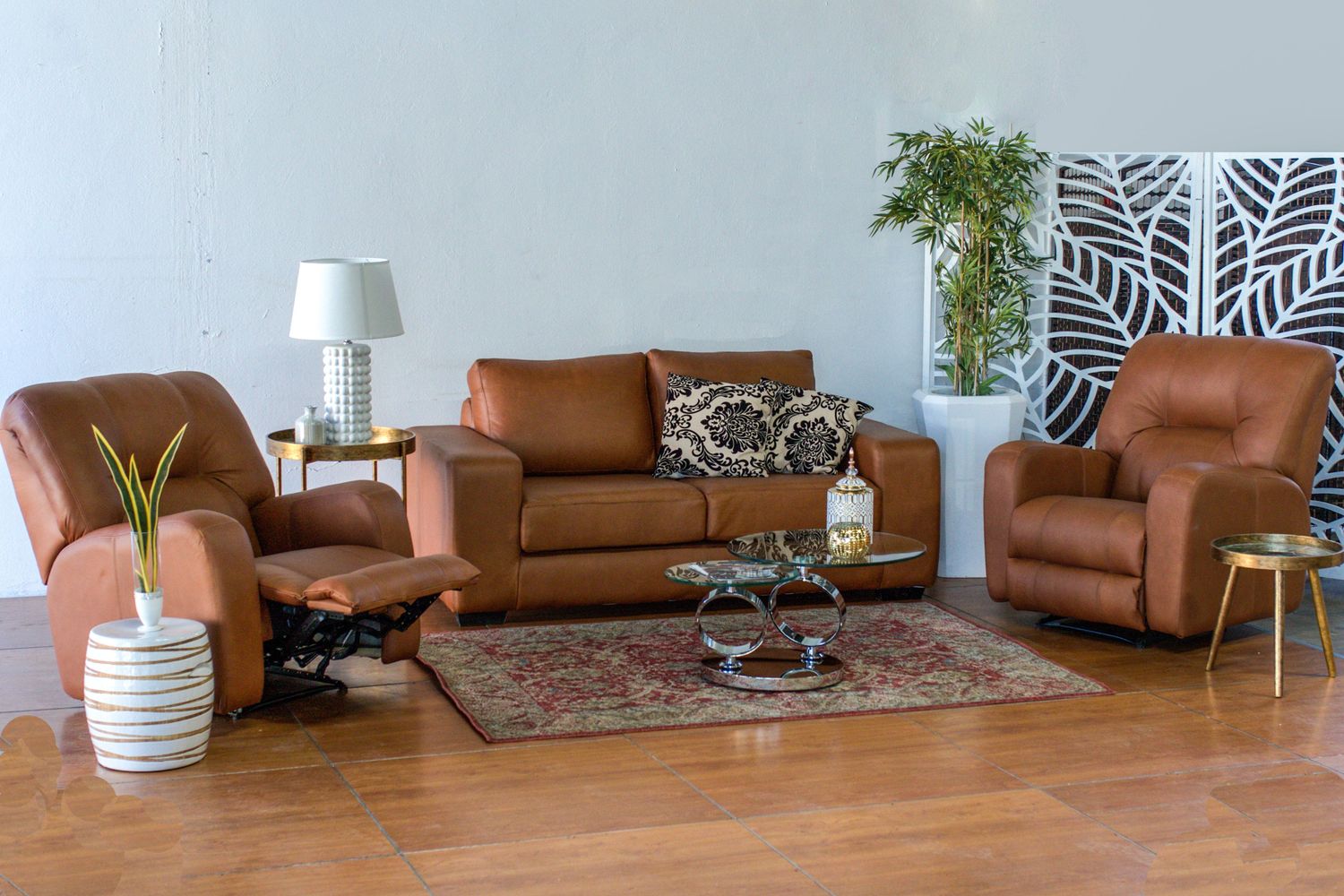Valour 2-Seater &amp; 2x Zonke Recliners in Full-Grain Leather Combo