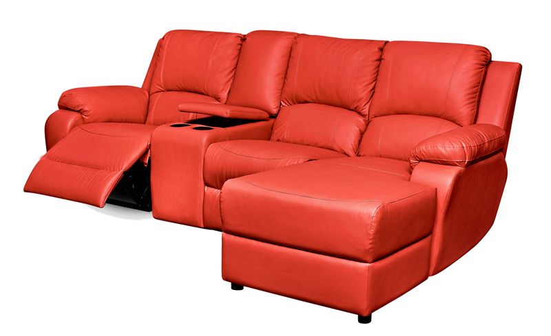 Lyla in Full Genuine Leather 4pce with 1 Recliner + Console + Chaise