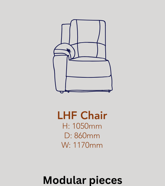 Lefthand Facing Static Chair Module in Full Genuine Leather