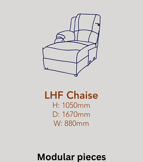 Lefthand Facing Chaise Module in Full Genuine Leather