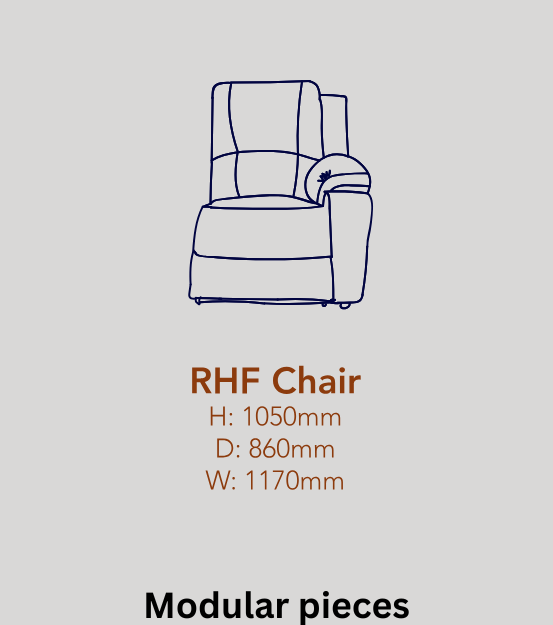 Righthand Facing Static Chair Module in Full Genuine Leather
