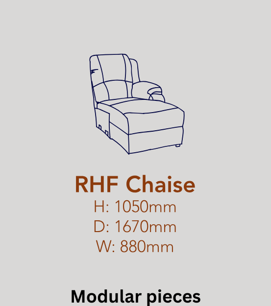 Righthand Facing Chaise Module in Full Genuine Leather
