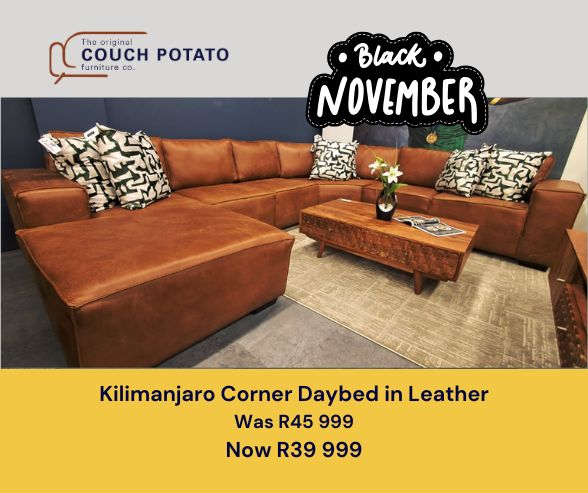 Kilimanjaro Corner with added Daybed in Full Genuine Leather