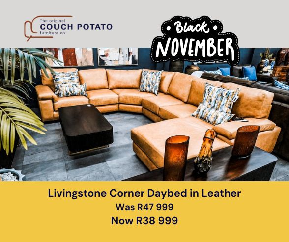 Livingstone Corner with added Daybed in Full Genuine Leather