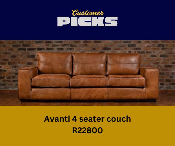 Avanti 4 seater Couch in Fullgrain Leather