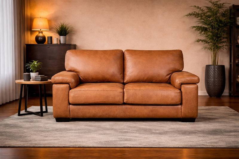 Bellini 2 seater Couch in Fullgrain Leather
