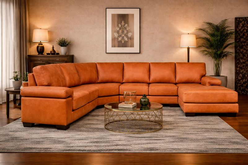 Bellini Corner with added Daybed in Fullgrain Leather