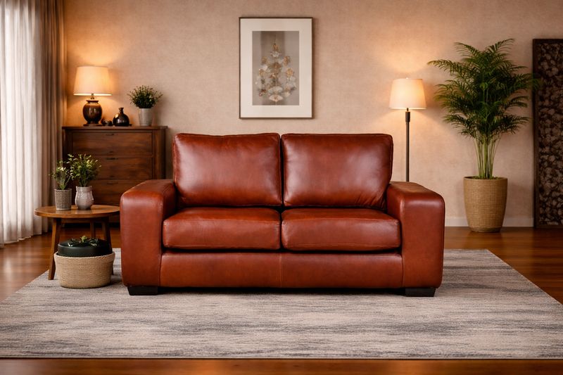 Valour 2 seater Couch in Fullgrain Leather
