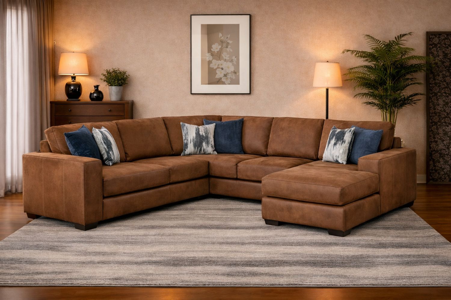 Valour Corner with added Daybed in Fullgrain Leather