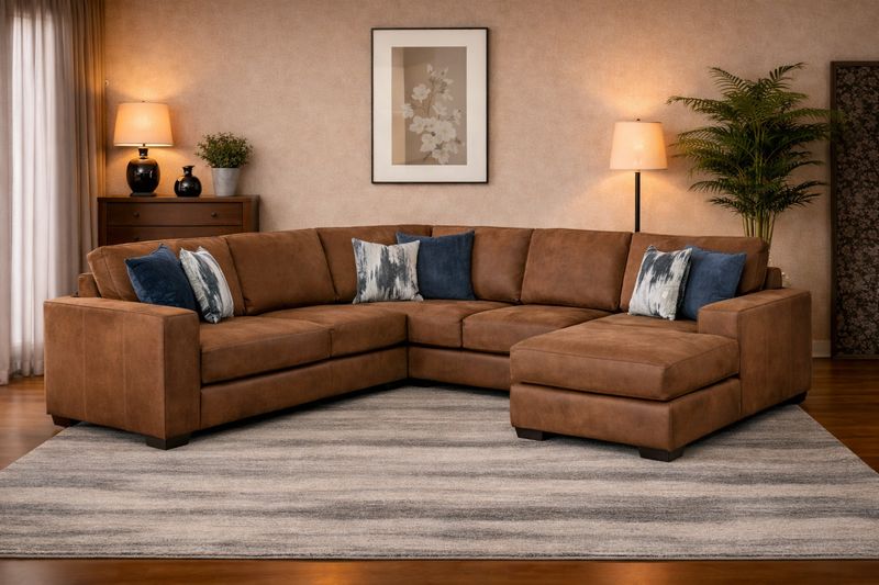 Valour Corner with added Daybed in Fullgrain Leather