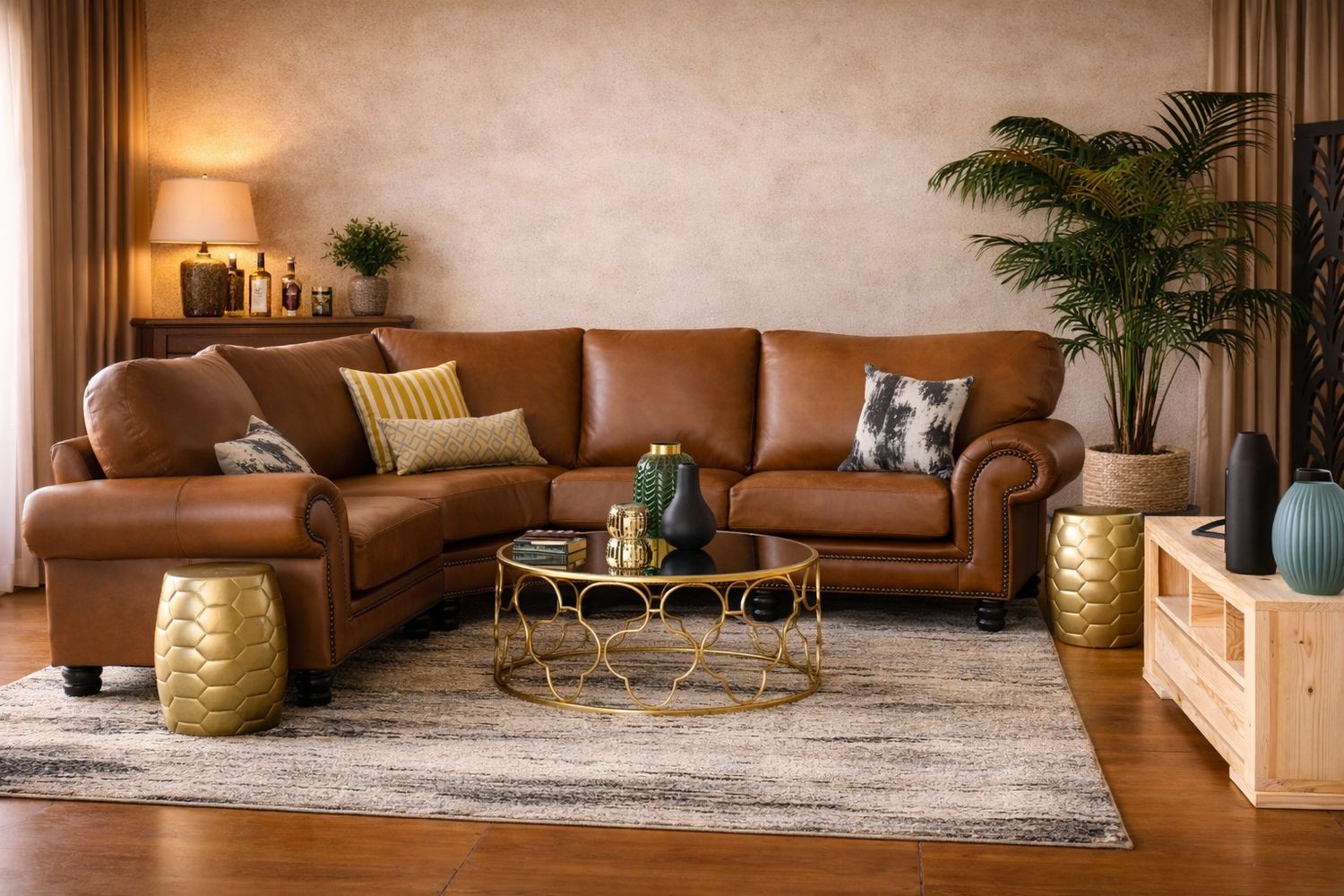 Mondial Corner Unit in Fullgrain Leather