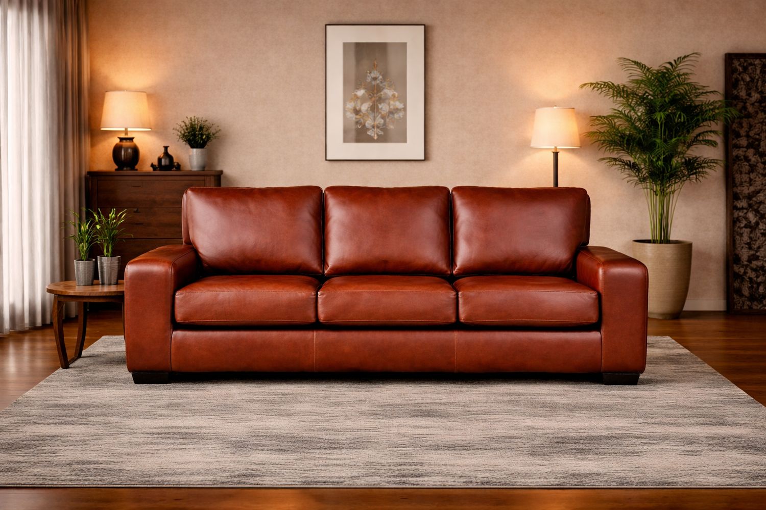 Valour 3 seater Couch in Fullgrain Leather