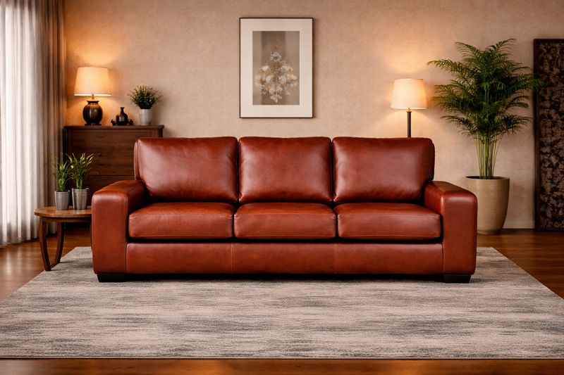 Valour 3 seater Couch in Fullgrain Leather