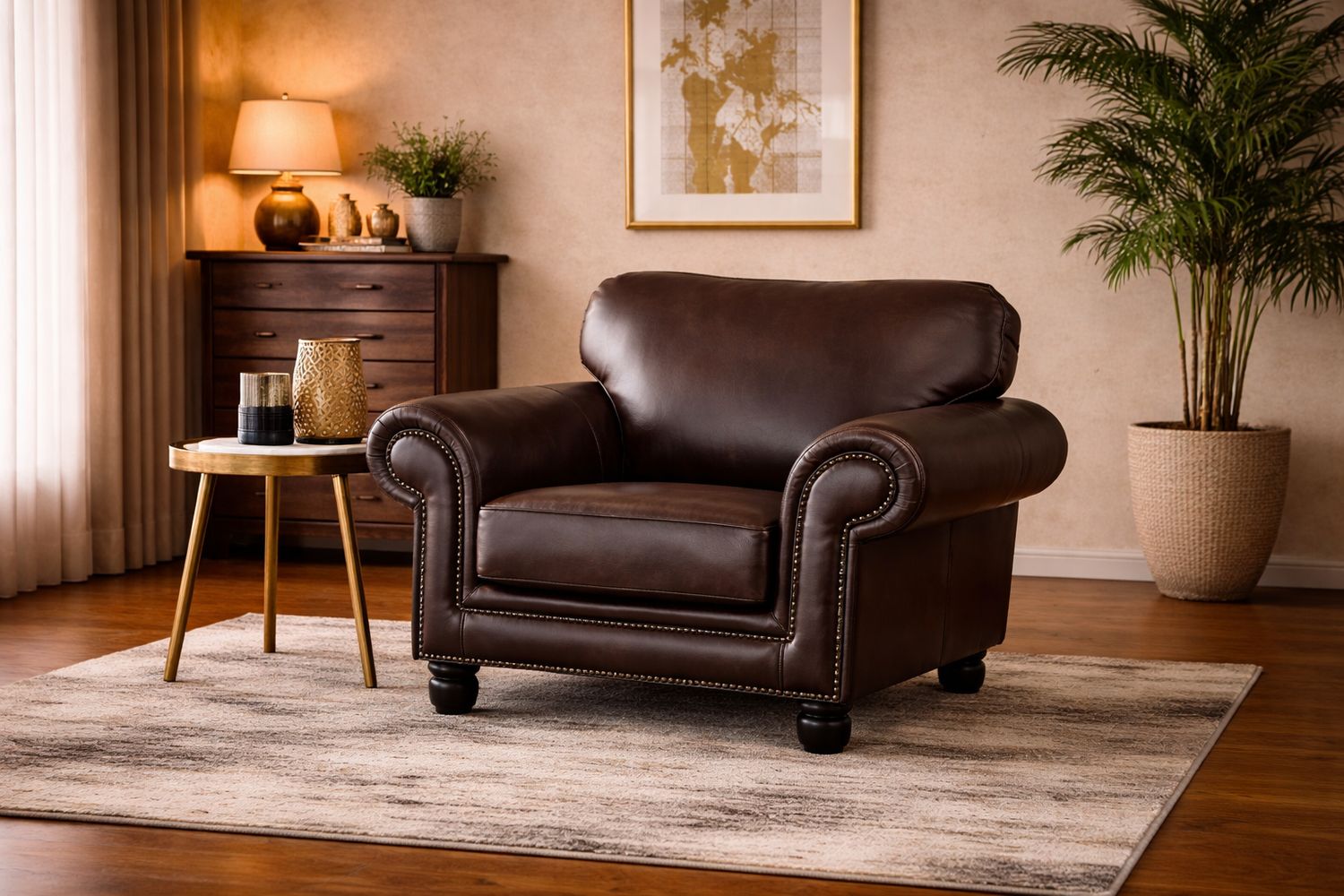 Mondial 1 seater Couch in Fullgrain Leather