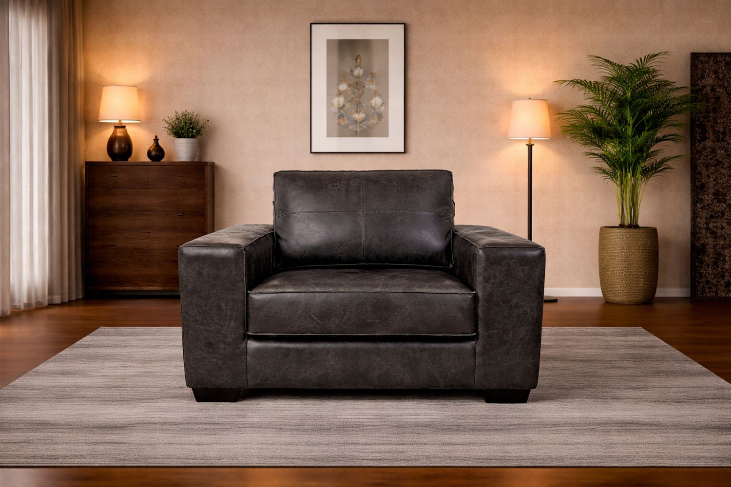 Avanti 1 seater Couch in Fullgrain Leather