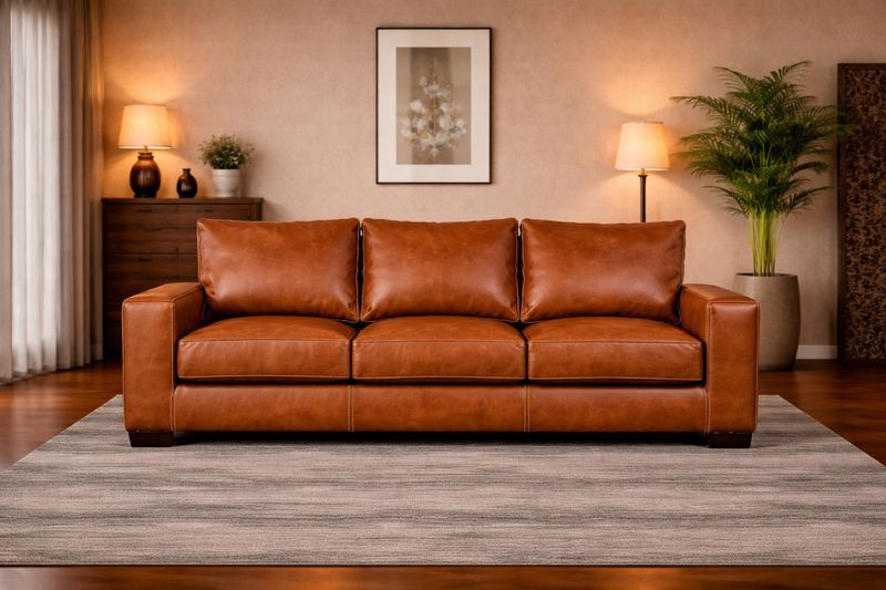 Avanti 3 seater Couch in Fullgrain Leather