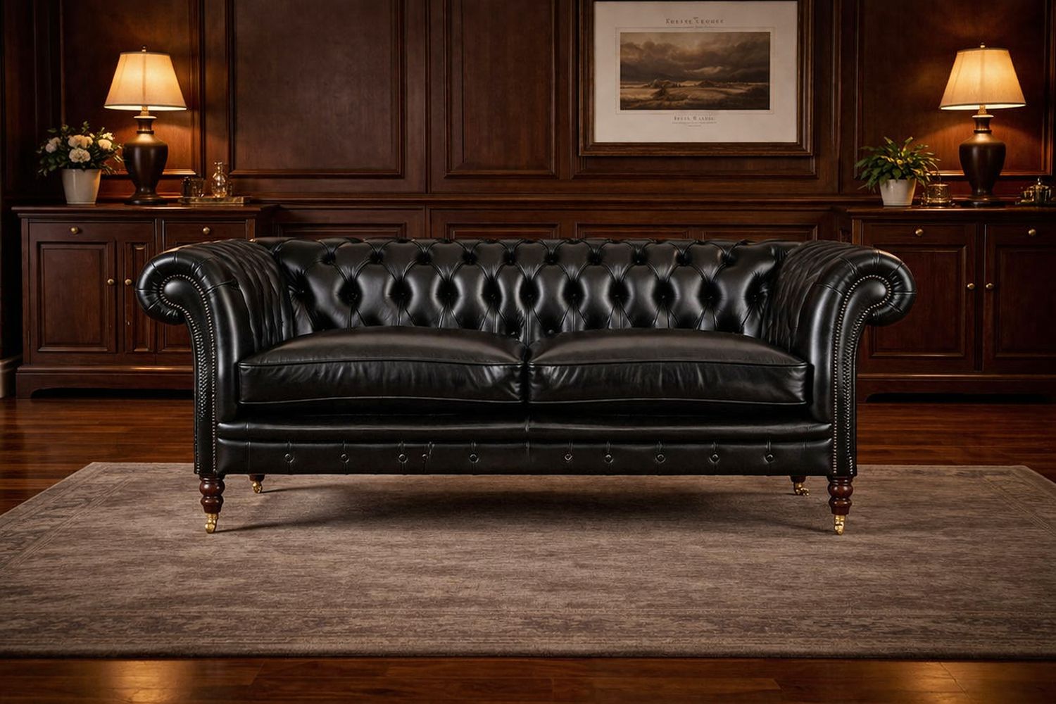 London Chesterfield 2 seater Couch in Full Leather