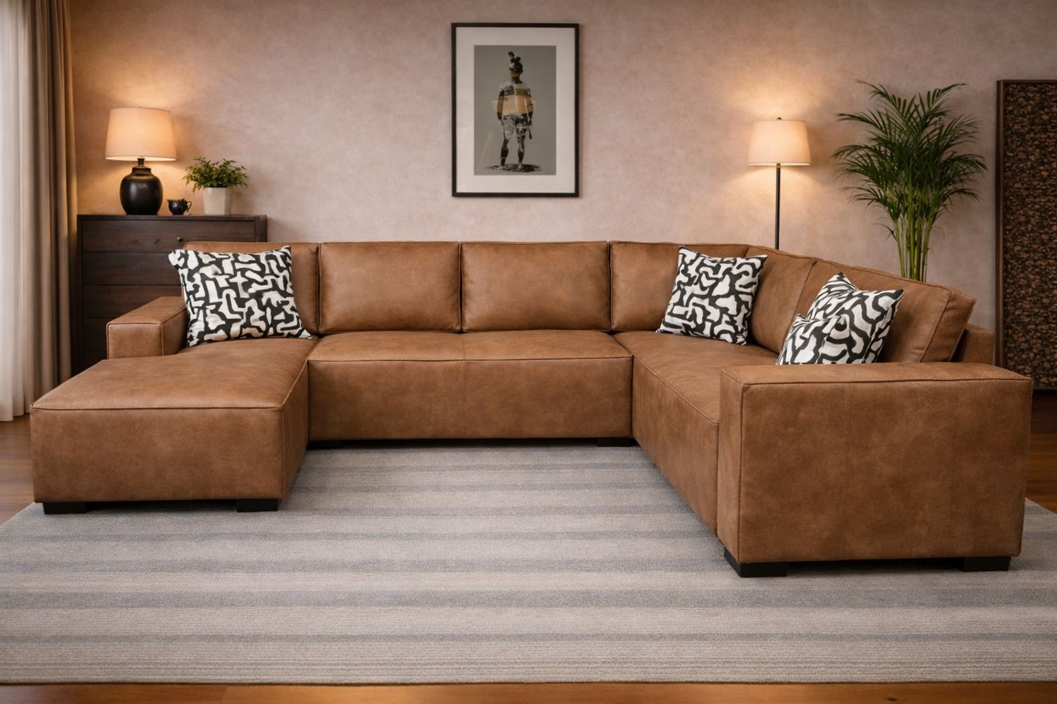 Kilimanjaro Corner with Daybed in Full Genuine Leather