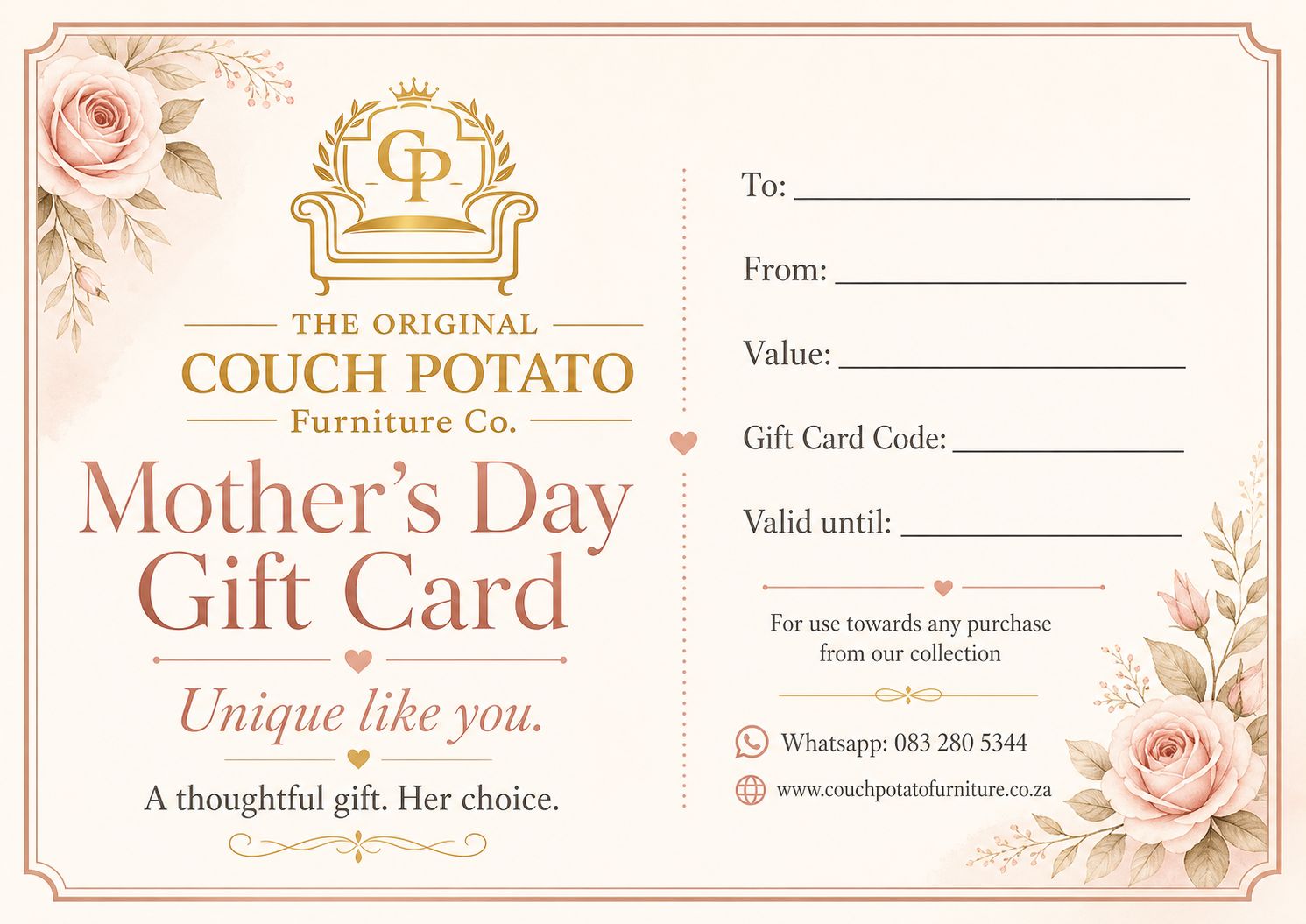 Mother's Day Printable Gift Certificate