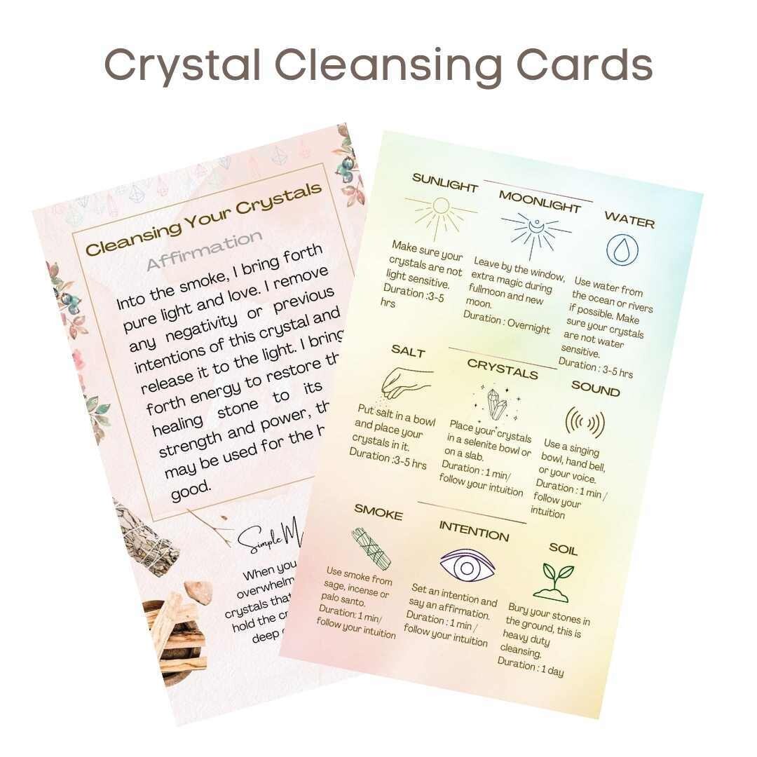 Wholesale lot Crystal cleansing instructions card ( 20 cards )