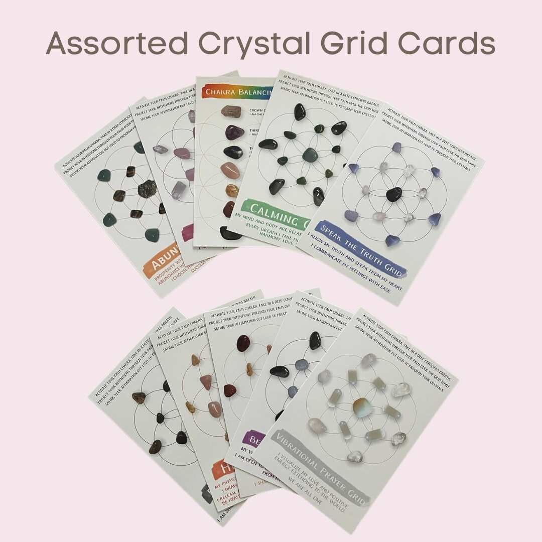 Assorted Set of 10 Crystal Grid Cards