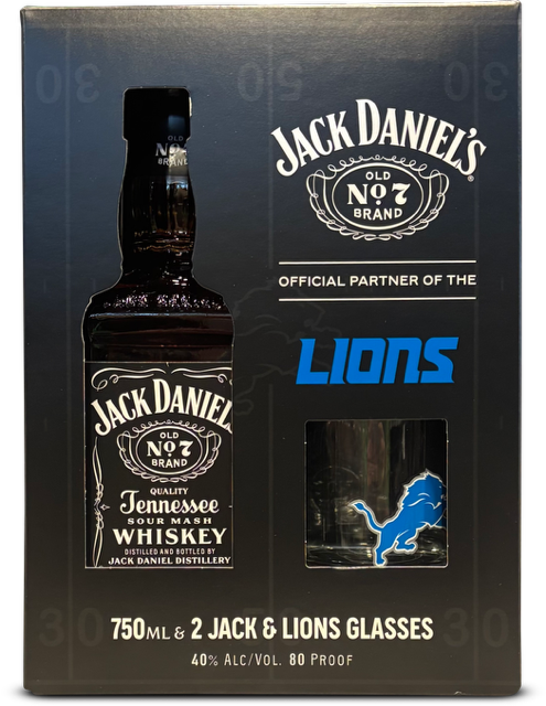 Jack Daniel&#39;s Old No. 7 Black Label 750ml (w/ Lions glasses)