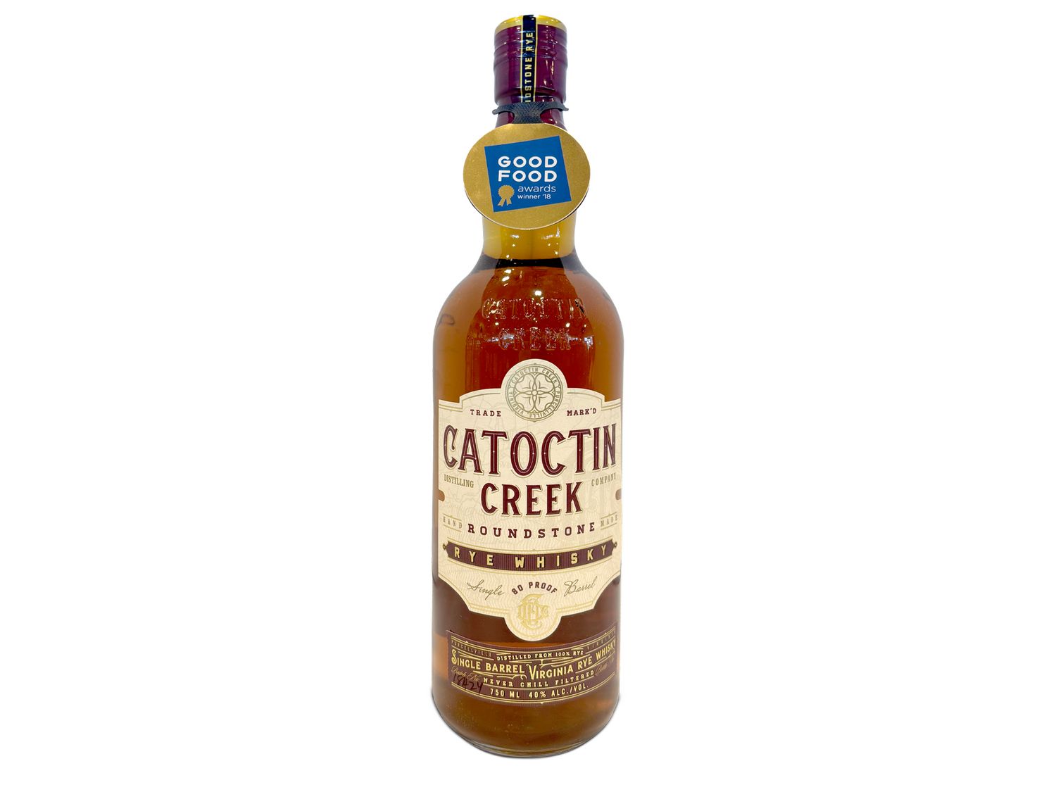 Catoctin Creek Roundstone Rye 80 Proof Single Barrel 750ml