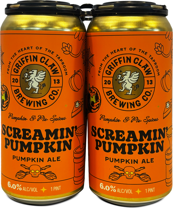 Griffin Claw Screamin’ Pumpkin  4pk 16oz cans
