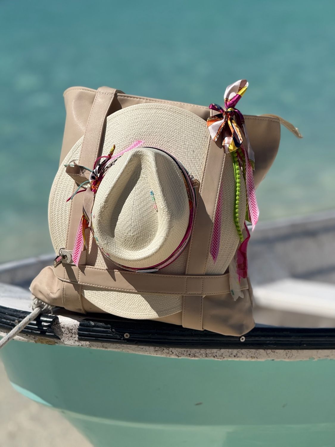 Hat Tote Bag, Color: Ivory