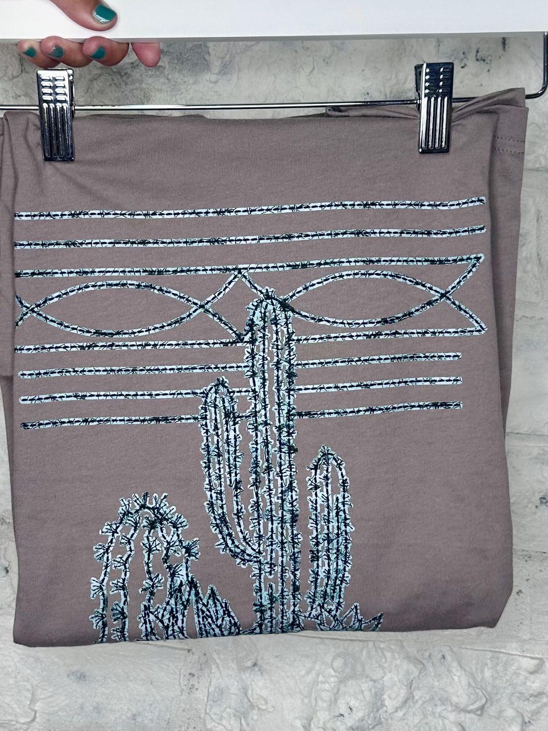 Western T Shirt, Color: gray, Size: Large