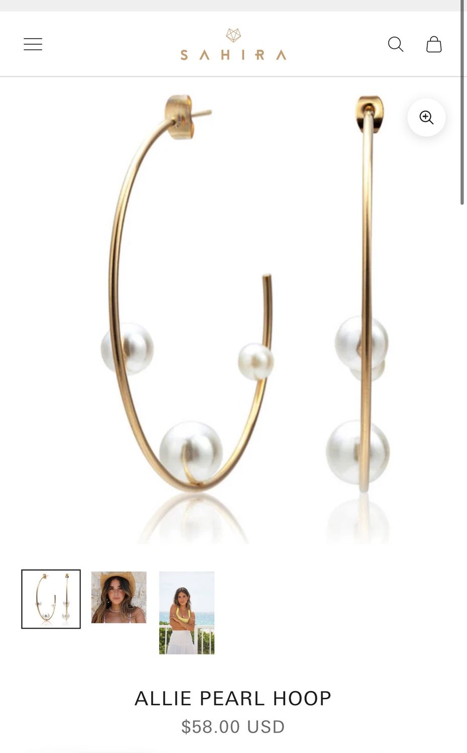 Earrings, Type: Allie pearl hoop