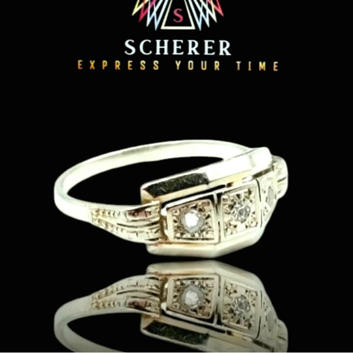 BAGUE TANK TRIO  en Or blanc 18 carat et diamants