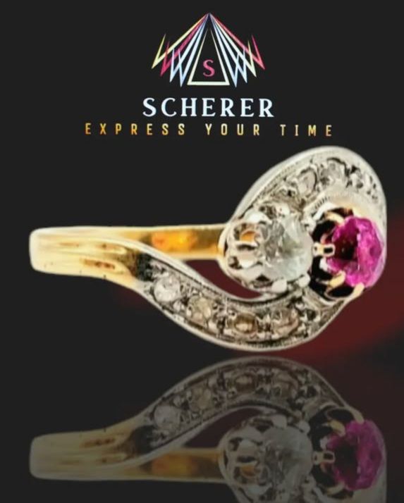 BAGUE "TOI & MOI" OR 18K750 Diamant et Rubis