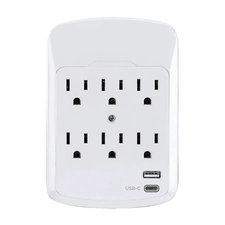 Adaptateur mural à 6 prises et 2 ports USB A/C