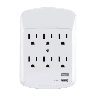 Adaptateur mural à 6 prises et 2 ports USB A/C