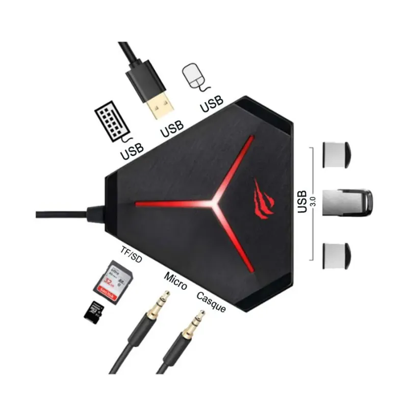 Concentrateur multi-interface à 9 ports