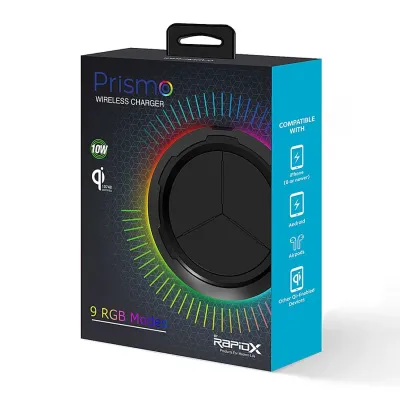 Chargeur sans fil Qi rétroéclairé RVB - 10 W