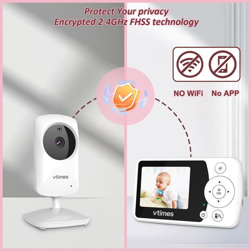 VTimes Moniteur pour bébé avec caméra et audio