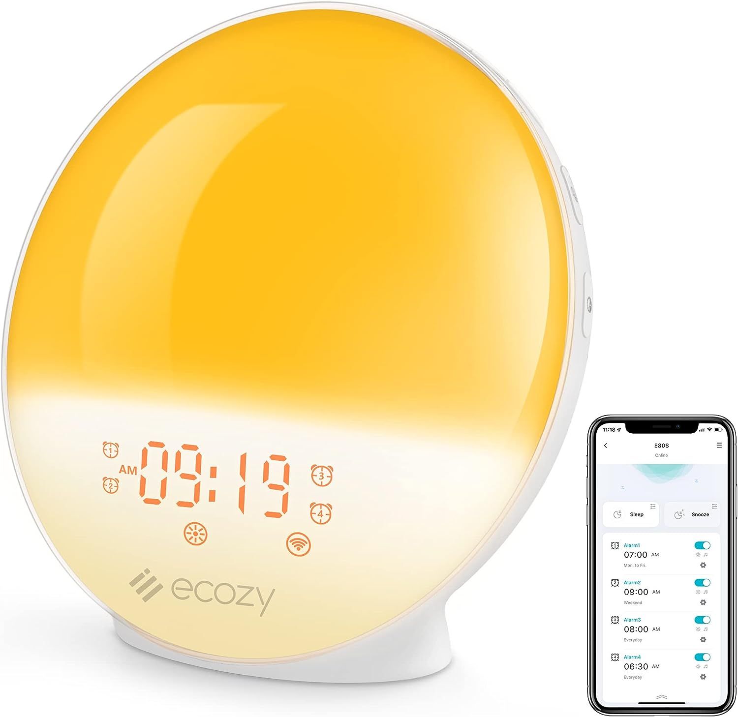 ecozy Réveil lever du soleil pour les dormeurs lourds