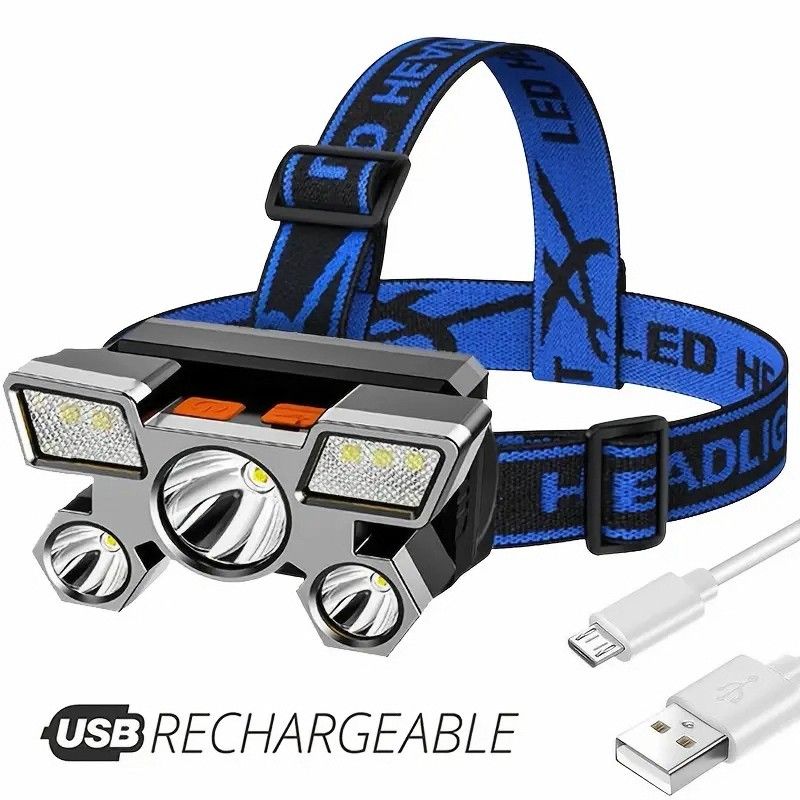 Lampe frontale rechargeable USB à 5 LED