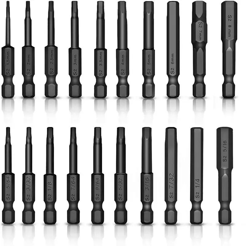 Jeu de 10 forets à tête hexagonale magnétique