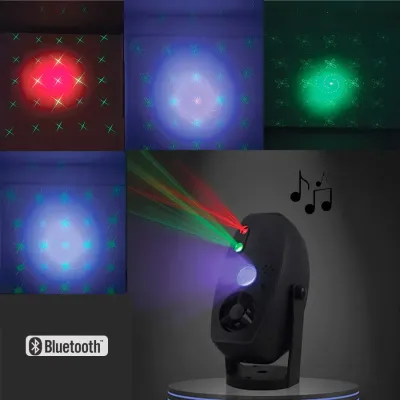 Mini projecteur effets laser avec haut-parleur et télécommande - USB