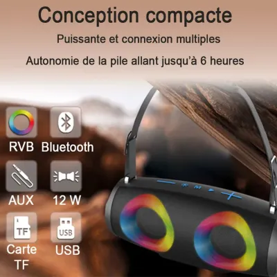 Haut-parleur Bluetooth portatif avec jeux de lumières - 12 W