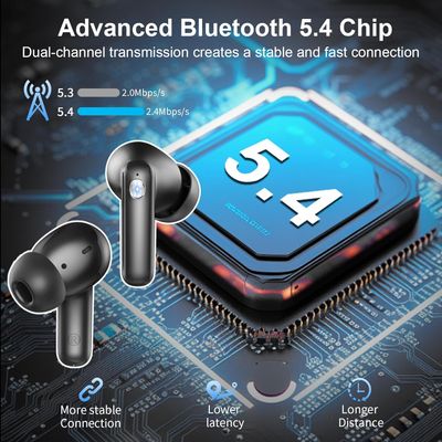 Écouteurs sans fil Bluetooth 5.4 HiFi stéréo, 45 heures de lecture