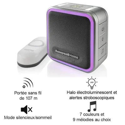 Carillon illuminé HONEYWELL avec sonnette de porte sans fil Série 5