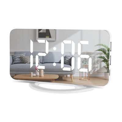Réveil numérique, horloge de bureau LED et miroir avec grand écran
