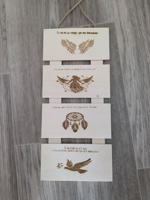 Lamelle de bois Avec Dessin et texte