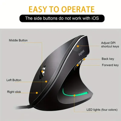 Souris Verticale Filaire, Souris Optique Ergonomique